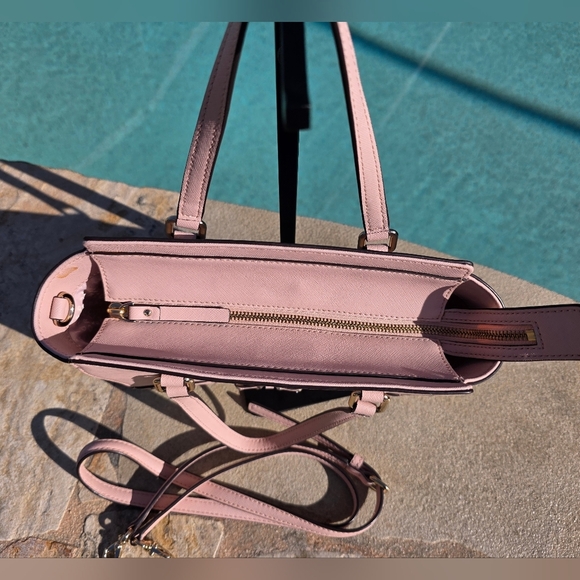 Kate Spade Small Hadlee Laurel Way Jeweled Leather Tote-Crossbody In Warm Vellum - Picture 8 of 15